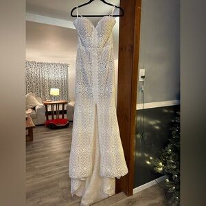 lillian west 6513 ivory sweetheart bohemian mermaid dress size 10